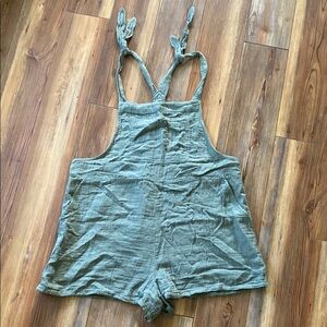 Green Linen Overalls